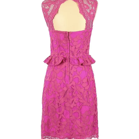 Lilly Pulitzer Hot Pink Lace Peplum Dress XS Summer Cocktail Party - Picture 5 of 11